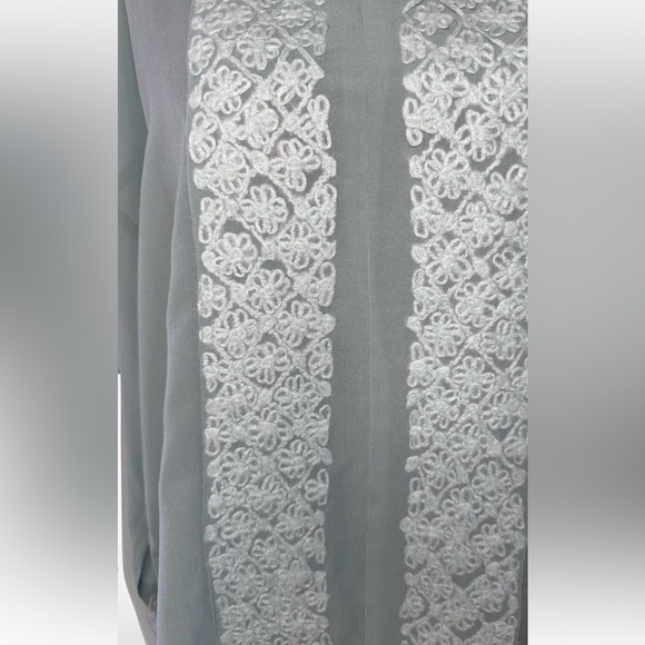 Sundance Top Silk Tunic M Green Blue Sheer Crochet Cottage Boho Party Shirt EUC - Picture 4 of 7